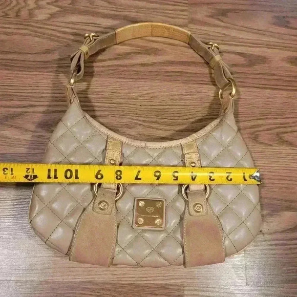 Tan Francesco Biasia Quilted Hobo Handbag - Picture 8 of 8